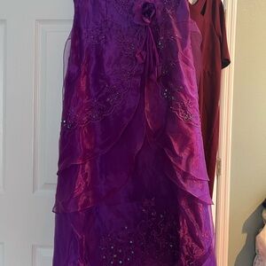 Prince Girls Purple Layered Organza Dress with Floral Appliqué